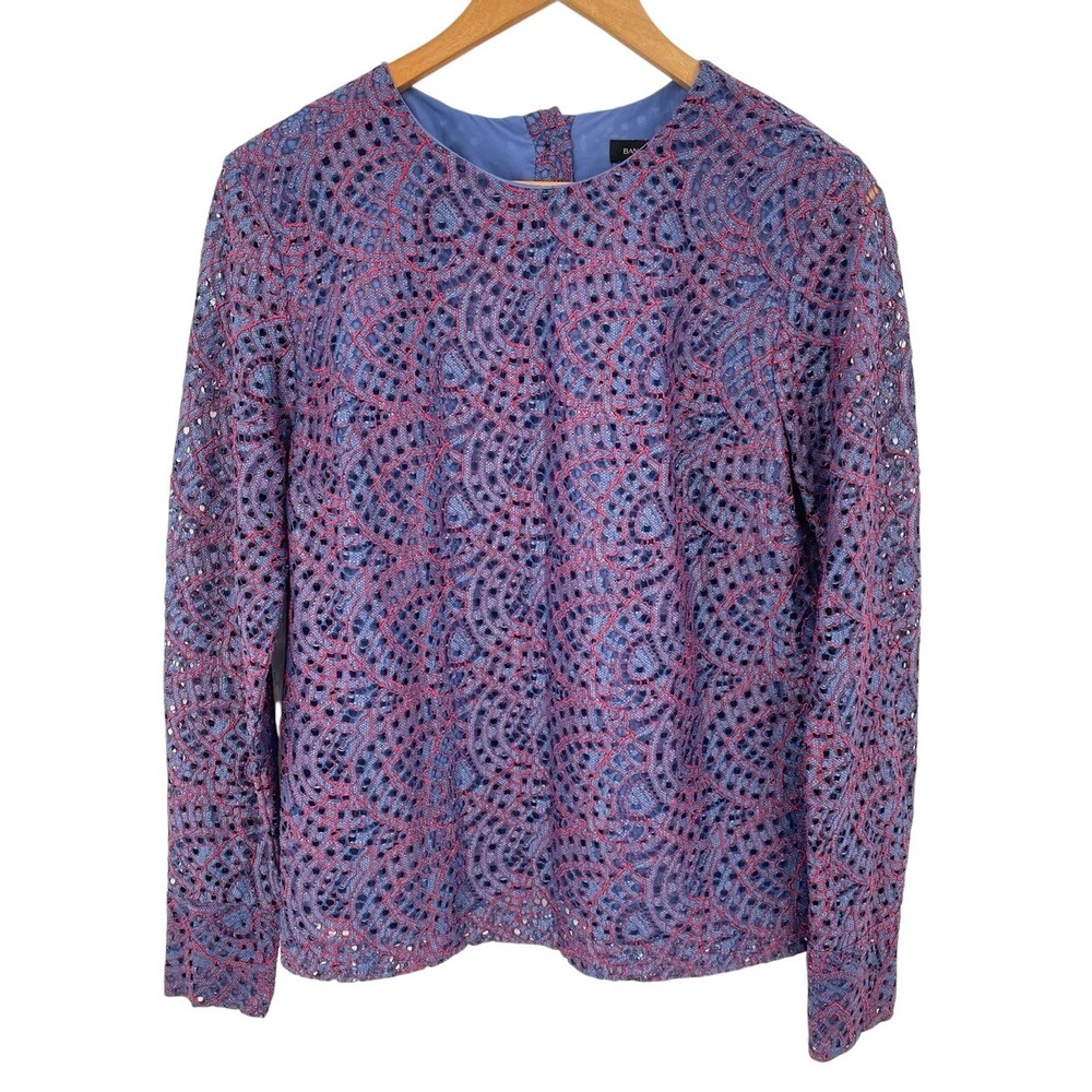 Banana Republic Lace Top Women's Medium Long Sleeve Professional‎ Career Office